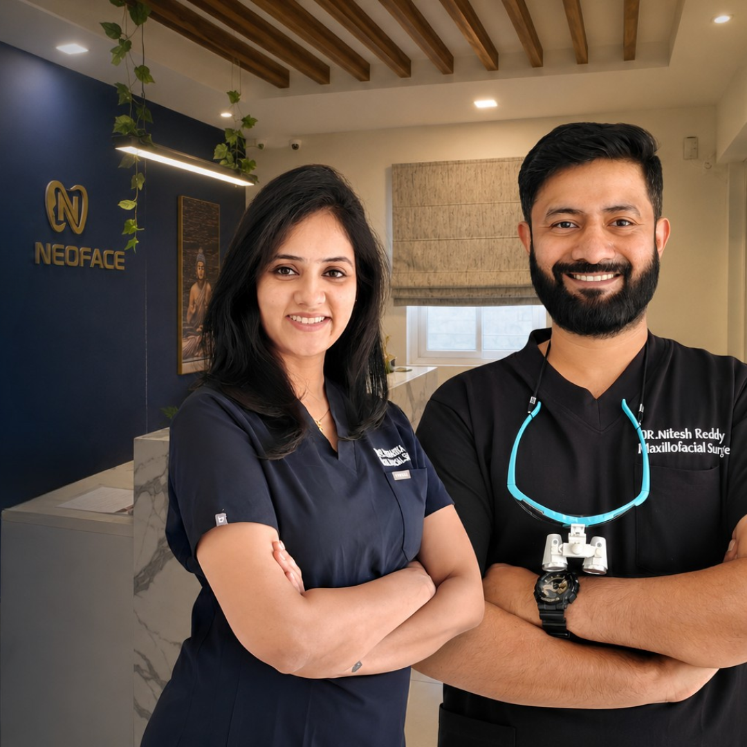 Dr. Nitesh Reddy and Dr. Neeharika - Oral & Maxillofacial Surgeons at Neoface Dental Clinic, Narsingi